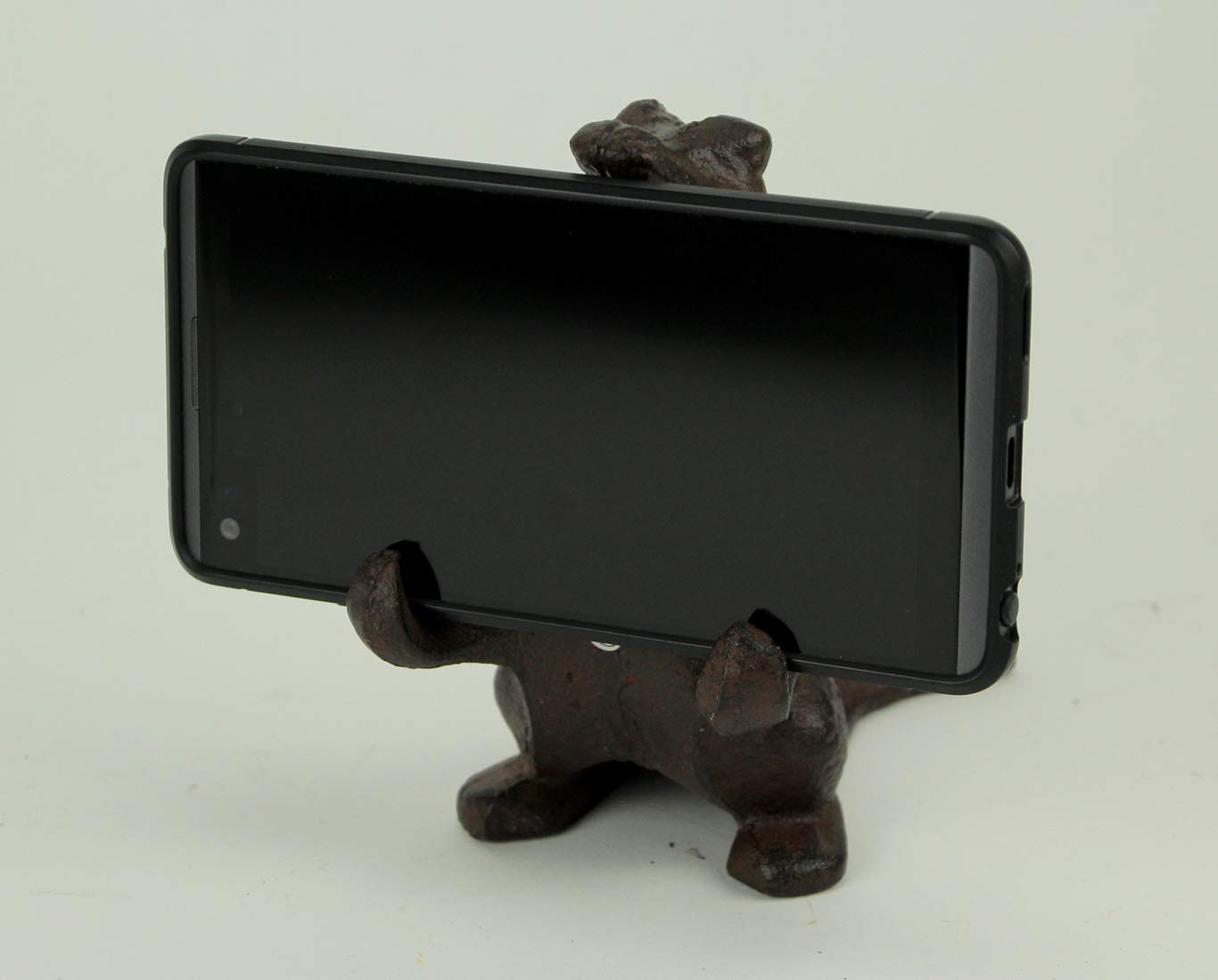 Premium Brown Cast Iron Alligator Phone Stand - Durable & Stylish Holder for iPhone, Samsung & Smartphones - Perfect for Desk, Office, Kitchen & Video Watching