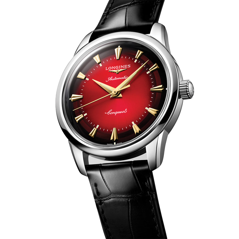 Conquest Heritage Year of the Snake Limited Edition 40mm Red Leather Strap Watch - Perfect for Collectors & Special Occasions