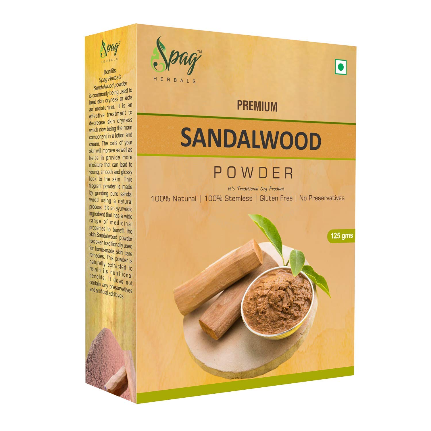 Spag Herbals Sandalwood Chandan Glowing Skin & Face Pack Powder 125g - Natural Ayurvedic Facial Treatment for Brightening & Anti-Aging | Perfect for Daily Skincare Routine & Spa Days