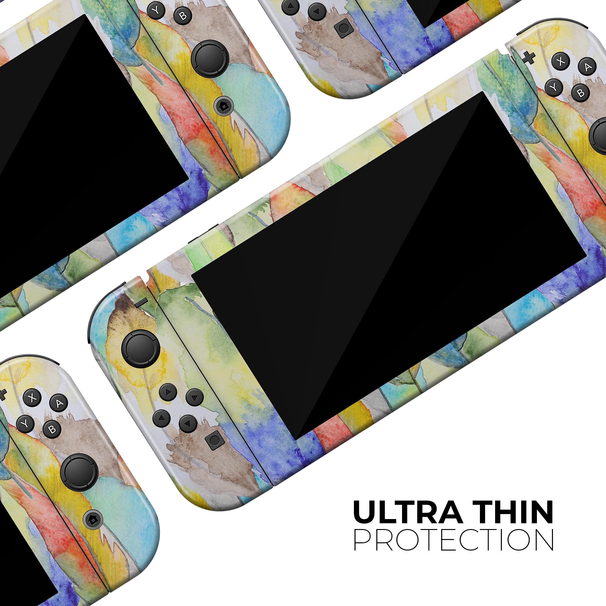 Nintendo Switch Joy-Con Skin Decal - Scratch-Resistant Removable Vinyl Wrap Cover with Vivid Watercolor Feather Design - Protective Gaming Accessory for Switch Joy-Con Controllers - Perfect for Gaming Enthusiasts and Customization Lovers