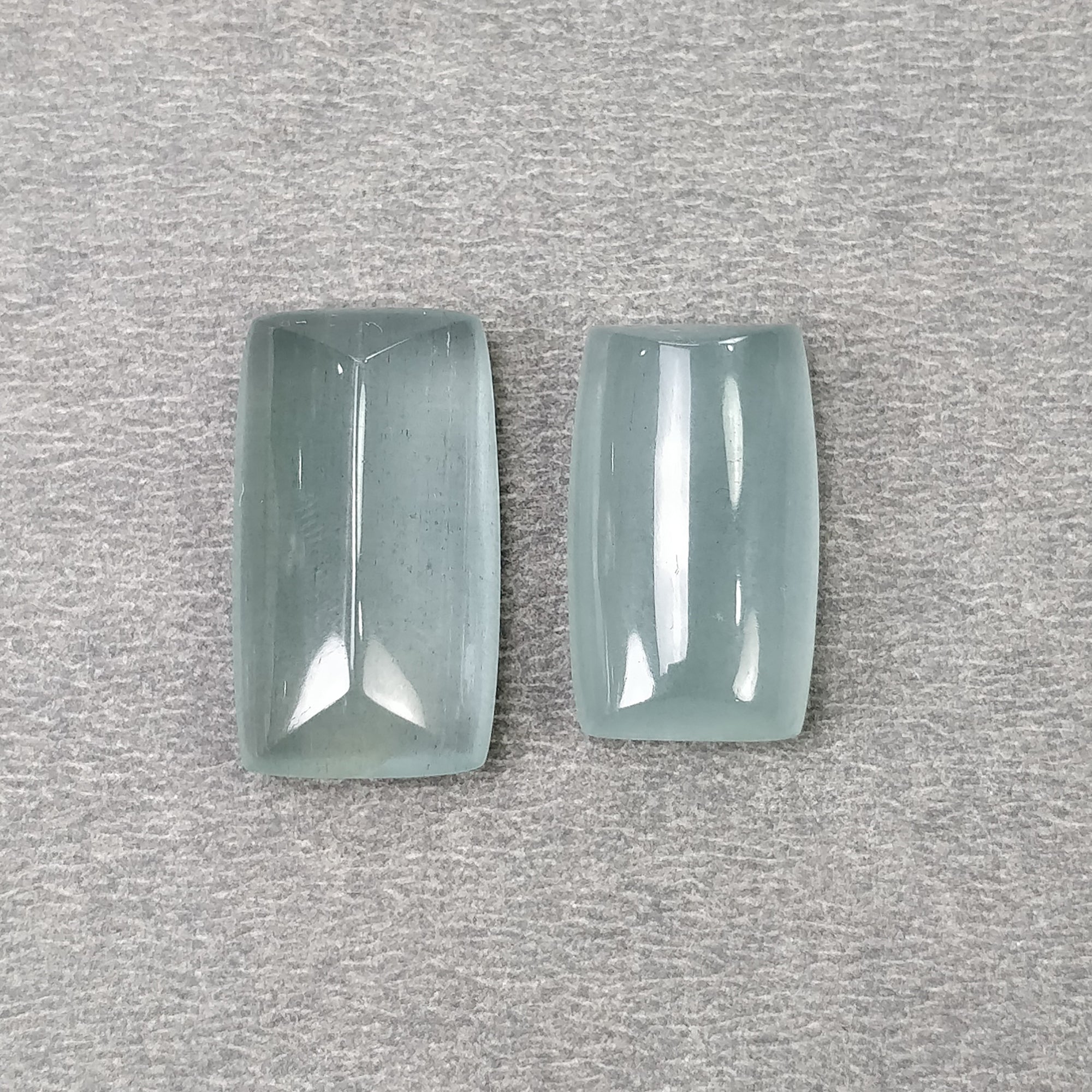 Natural Blue Aquamarine Gemstone Cabochon - 26.80cts Untreated Cushion Shape (19x11.5mm & 21.5x12mm) 2-Piece Set for Jewelry Making, Healing Crystals & Collectibles