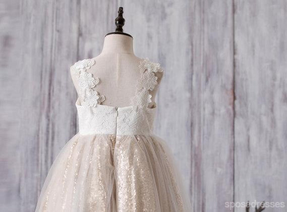 Affordable Lace Top Sequin Tulle Flower Girl Dresses with Zip Up - Elegant FG055 for Weddings, Parties & Special Occasions
