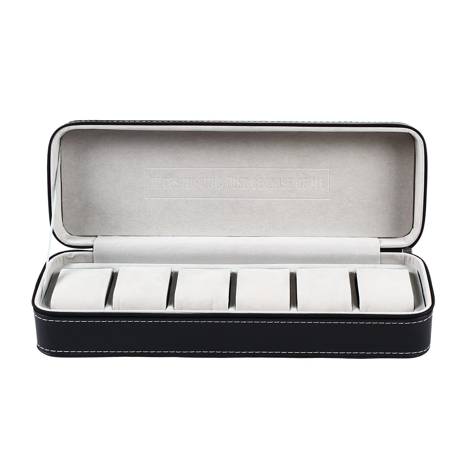 Premium 6-Slot PU Leather Travel Watch Box with Zipper - Portable Watch Storage Organizer for Men & Women, Jewelry Display Case - Perfect for Travel, Home & Office Use (Black)