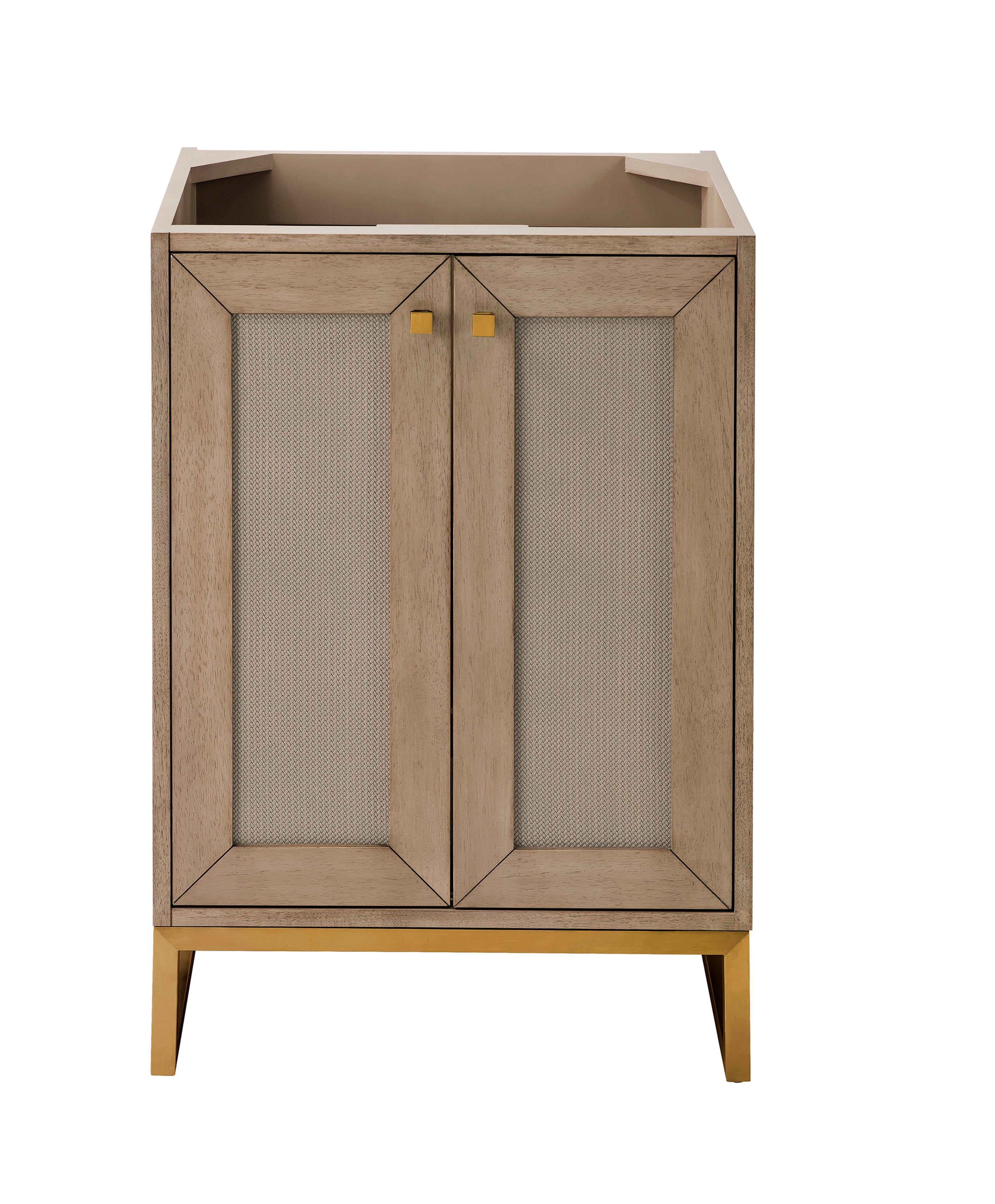 Chianti 24 Inch Single Vanity Cabinet - Whitewashed Walnut Finish with Radiant Gold Hardware | Perfect for Bathroom Storage & Modern Home Decor