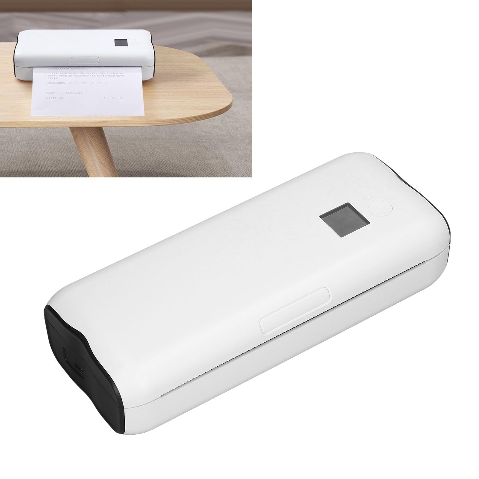 YWBL-WH Portable A4 Thermal Printer - Inkless, Rechargeable with 2500mAh Battery, Compatible with iOS - Direct Printing for Labels, Receipts & Documents | Perfect for Home Office, Shipping & Retail Businesses