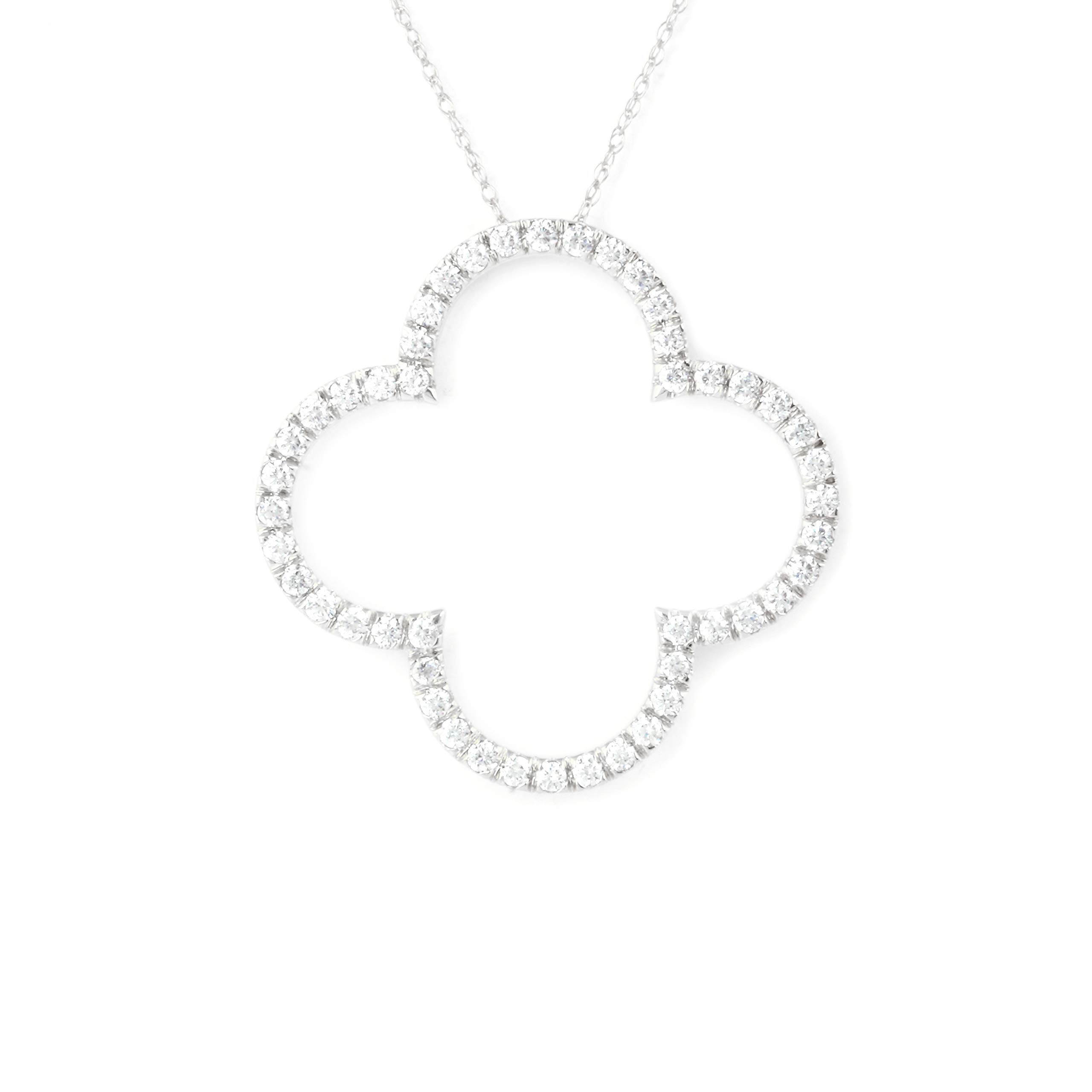 LA BELLA Sterling Silver 3/4 CT.TDW Natural Diamond Clover Pendant Necklace for Women - Rhodium Plated 4 Leaf Clover Jewelry, Perfect Gift for Birthday, Anniversary & Valentine's Day