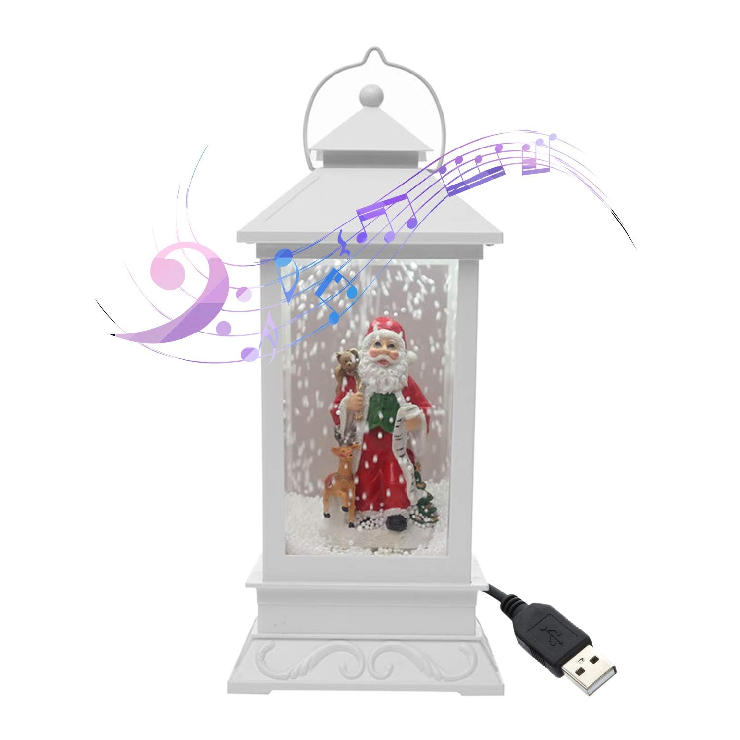 Christmas Musical Snow Lantern with LED Fairy Lights - Santa Claus Hanging Decor with Holiday Songs | Indoor/Outdoor Holiday Lighting for Home, Party & Christmas Tree Decoration (Color: C)