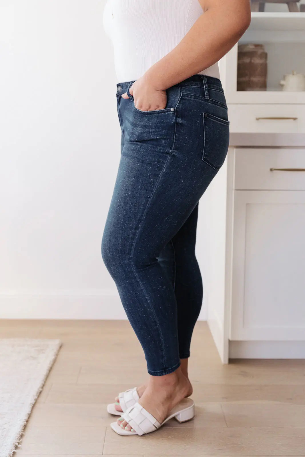 Mid Rise Relaxed Fit Mineral Wash Jeans for Women - Soft Comfort Stretch Denim Pants - Casual Everyday Wear for Work, Travel & Weekend Outfits