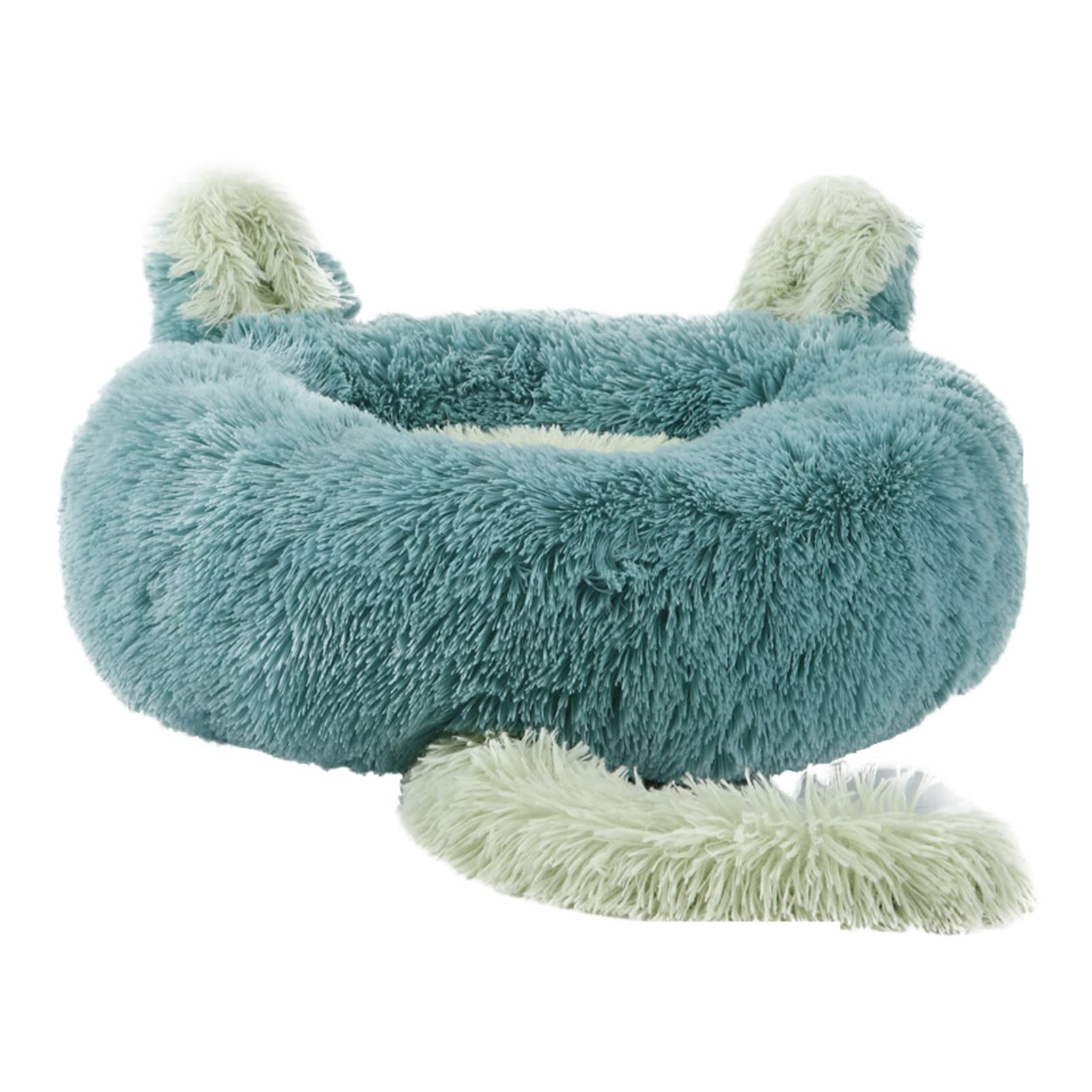 Soft Plush Donut Pet Bed for Dogs & Cats - Calming Round Sofa Bed with Ears & Tail, 15.7 Inch (40cm) Blue - Perfect for Small Pets' Nap Time & Anxiety Relief