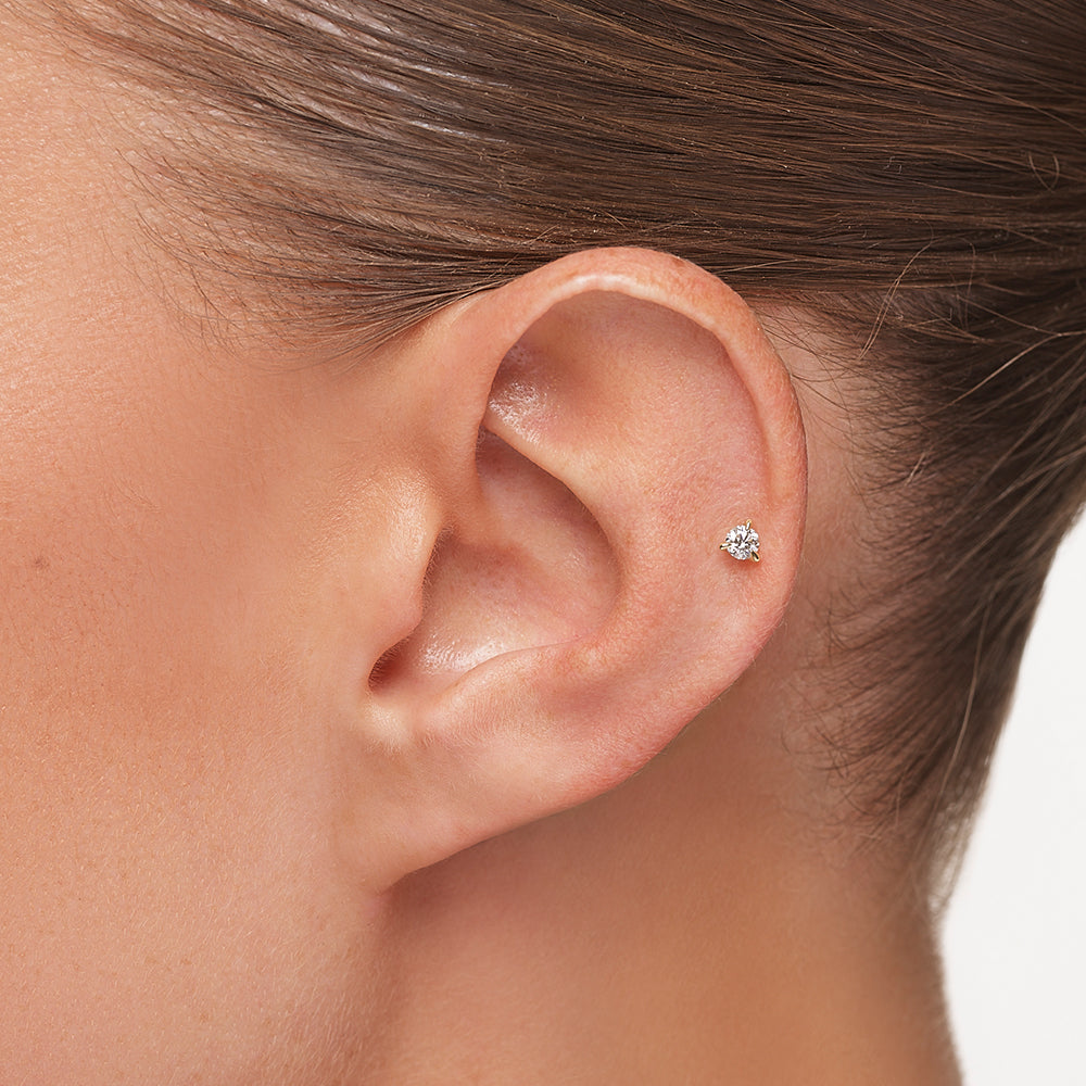 0.20ct Lab Grown Diamond Helix Single Stud Earrings in 10k Gold - Hypoallergenic & Durable for Everyday Wear, Gift for Her, Anniversary & Special Occasions