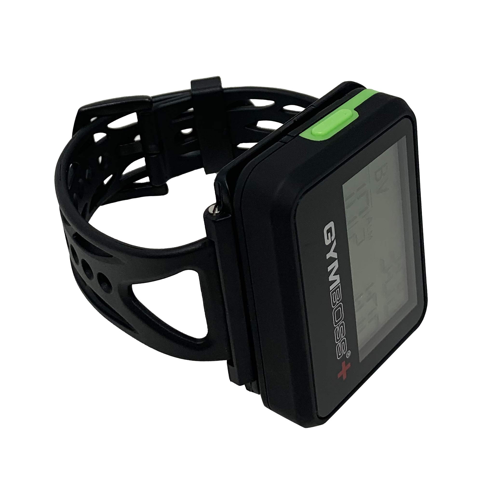 Gymboss Plus Interval Timer & Stopwatch with Adjustable Strap - Black/Green Buttons Bundle for HIIT, CrossFit, Running & Workout Training