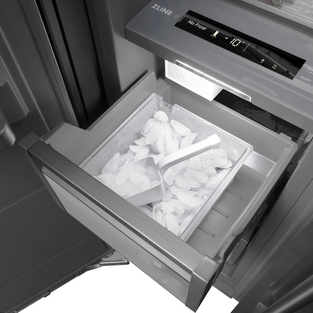 ZLINE Autograph Edition 18 Inch 8.6 cu ft Left Hinge Column Freezer - White Matte Finish with Graphite Gray Interior & Polished Gold Accents (RCFVLZ WM 18 G) - Perfect for Home Kitchen, Basement, or Garage Storage