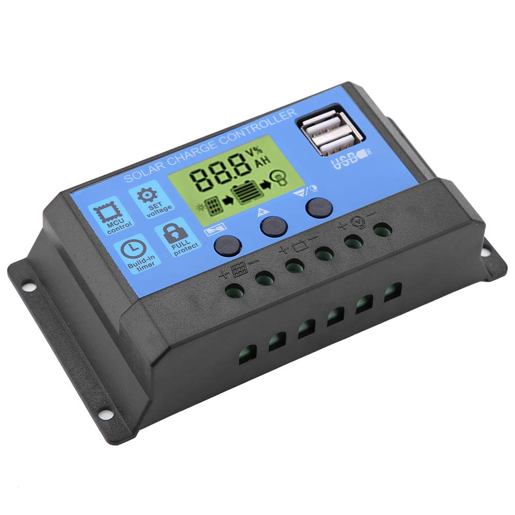 10A Solar Charge Controller with Overcurrent Protection - Built-in Multiple Safety Features for Efficient Solar Panel Charging & Battery Management - Ideal for Off-Grid, RV, Marine, and Home Solar Systems