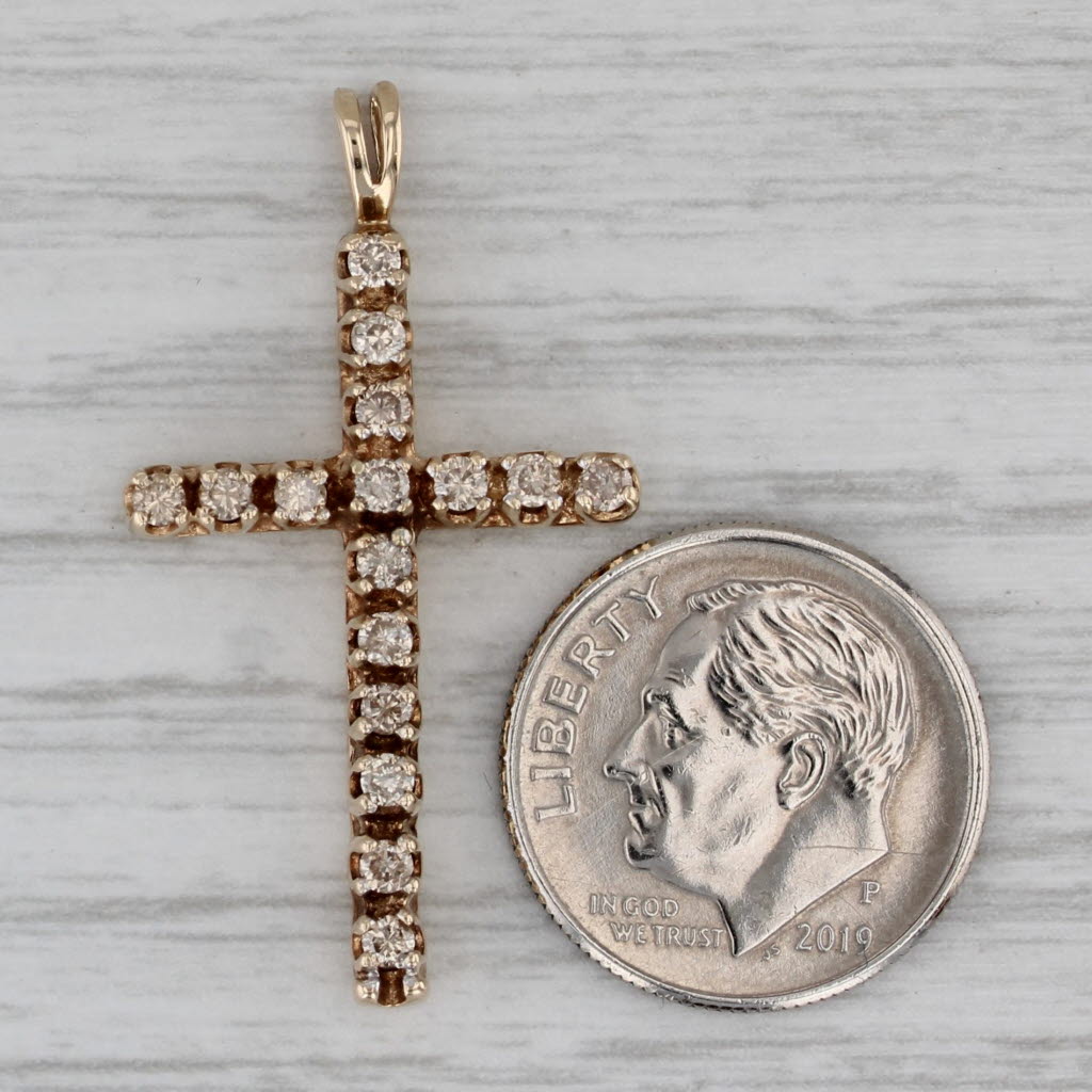 0.48ctw Diamond Cross Pendant in 10k Yellow Gold - Elegant Religious Jewelry for Women, Perfect for Baptism, Confirmation & Everyday Wear