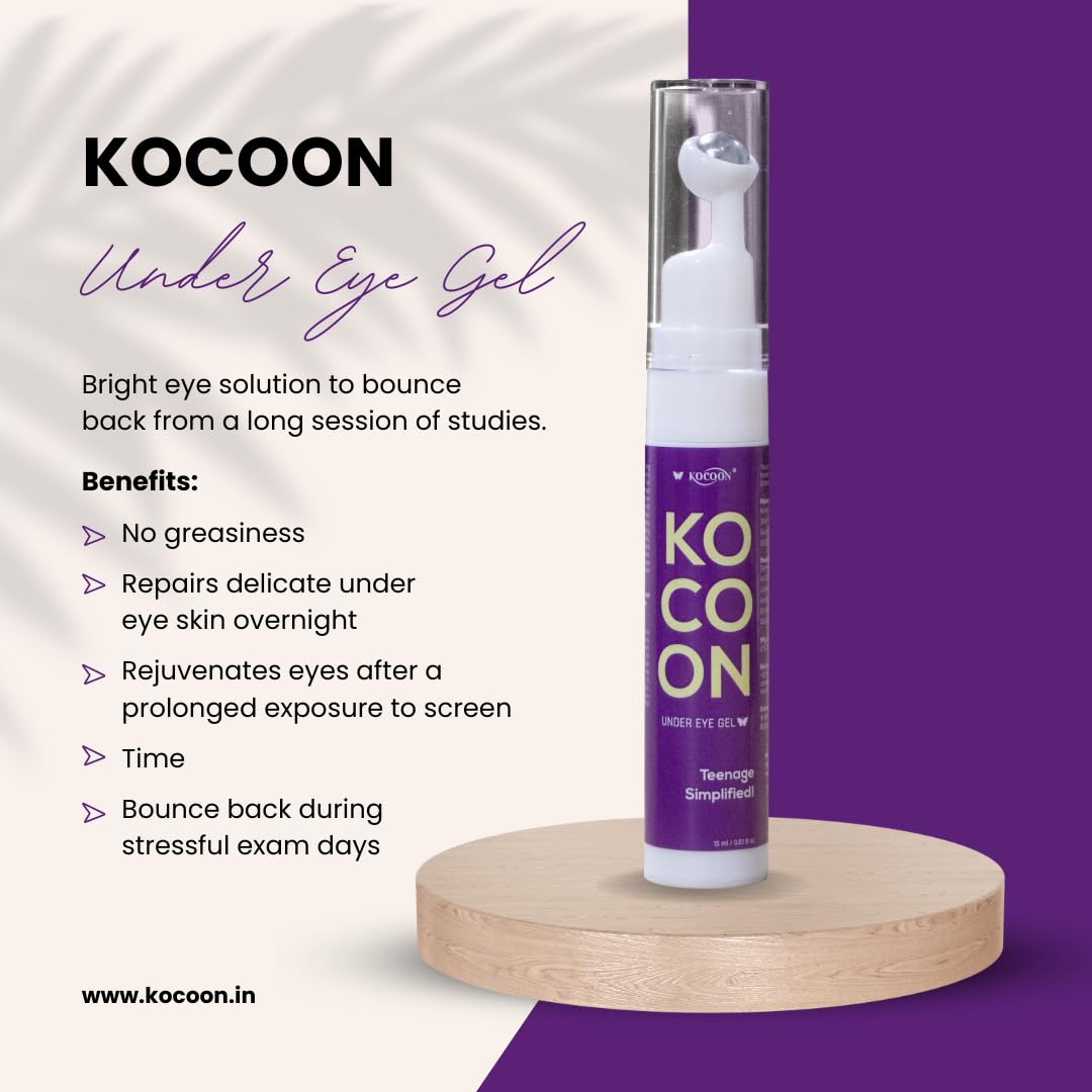 Kocoon Cooling Under Eye Gel for Teens - Hydrating & Soothing Dark Circles, Puffiness Relief - Perfect for School, Sleepovers & Daily Skincare Routine