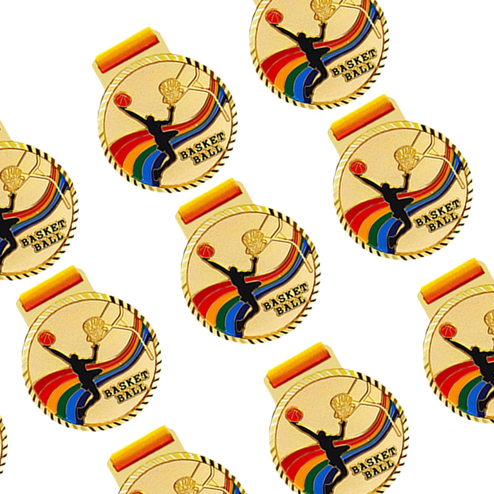 Amagogo 12-Piece Basketball Medals Set - 6.8cm Zinc Alloy Sports Awards with Neck Ribbons for Basketball Tournaments, Competitions & Team Recognition - Perfect for Youth Leagues, School Sports Events & Championship Ceremonies