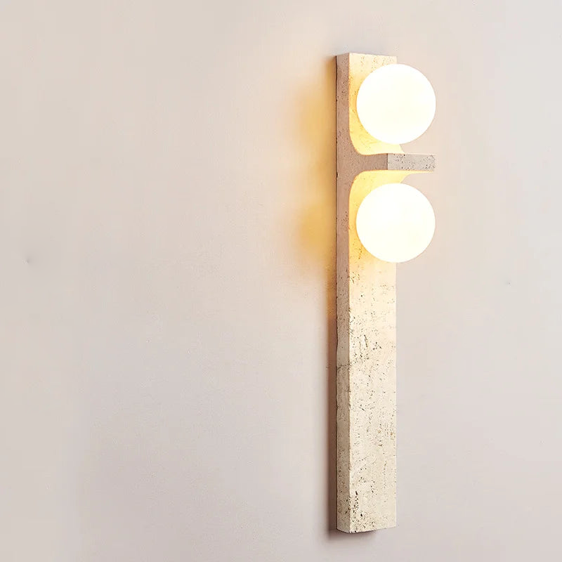 Lumina Twin Globe Marble Wall Sconce - Modern Marble & Glass Wall Light Fixture for Bedroom, Living Room, Hallway - Elegant Home Decor Lighting