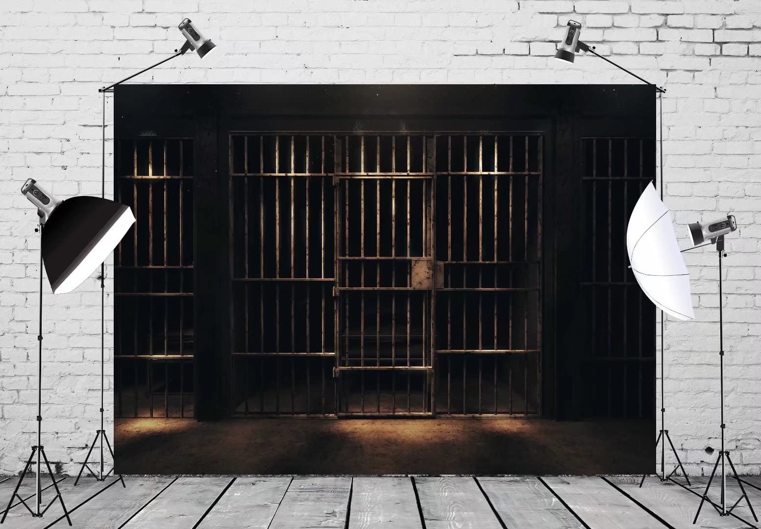 BELECO 7x5ft Jail Backdrop Fabric - Scary Prison Theme Party Decoration for Halloween, Bachelorette, Police & Gangster Parties - Photo Studio Props for Kids & Adults - Perfect for Themed Events, Birthday Parties & Studio Photography