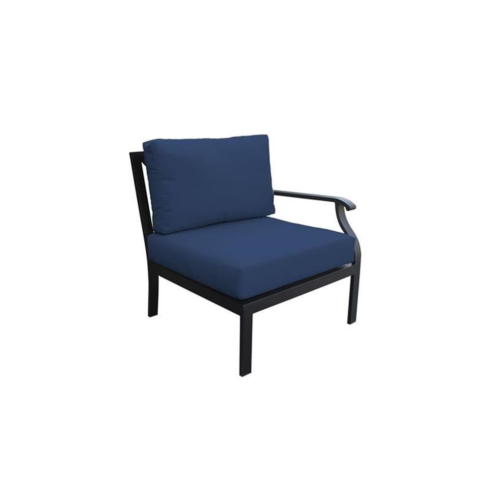 TK Classics Kathy Ireland Madison Ave. 7-Piece Aluminum Patio Dining Set - Navy Blue Outdoor Furniture for Garden, Poolside & Backyard Relaxation