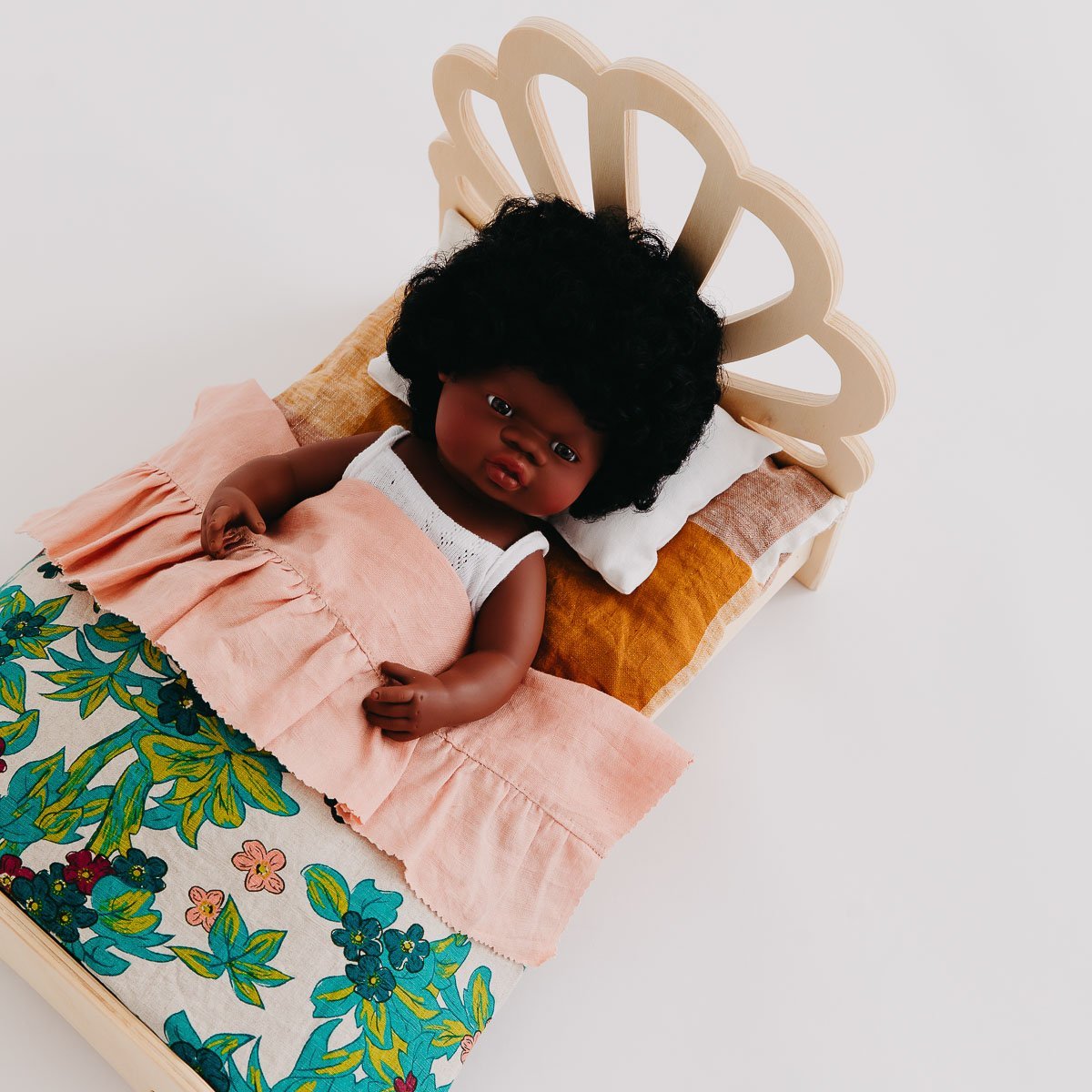 Pine Shell Doll Bed - Handmade Wooden Crib for Baby Dolls - Perfect for Pretend Play, Nursery Decor & Kids' Gift