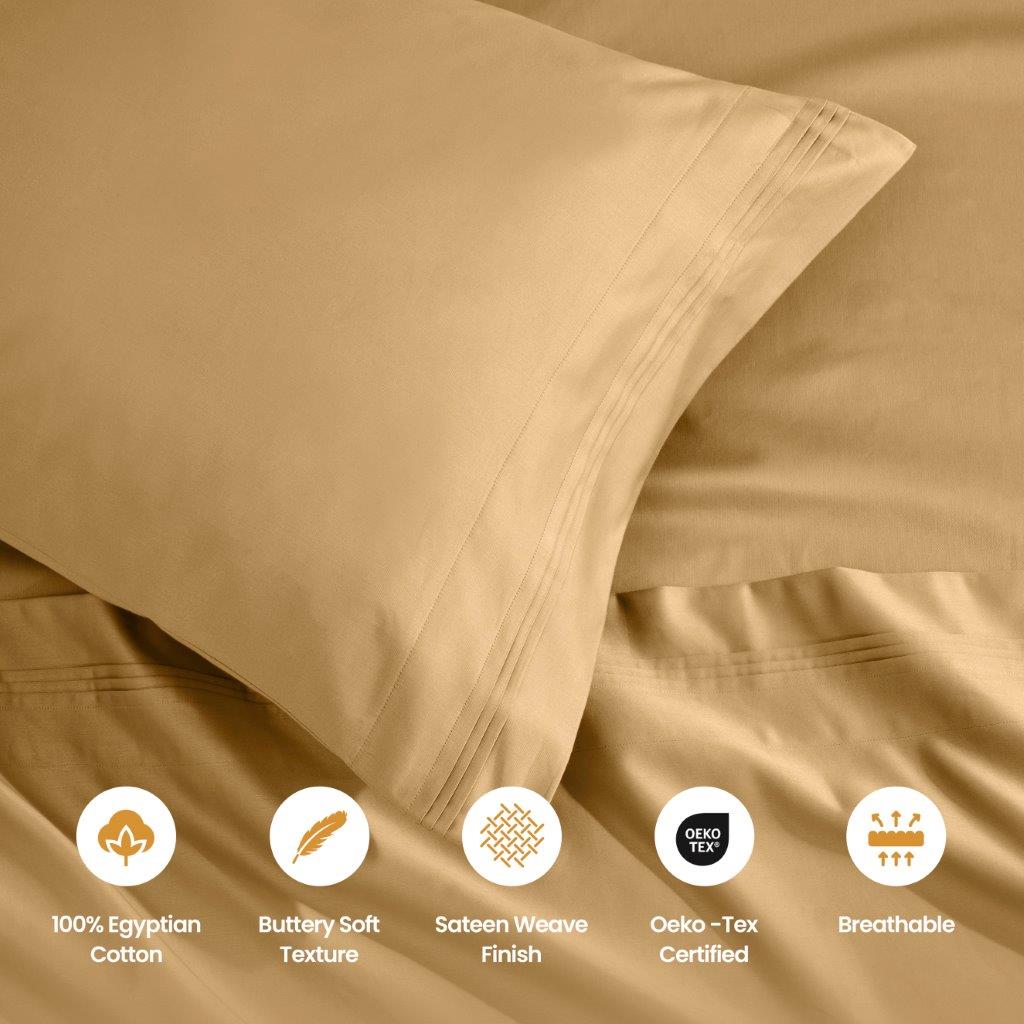 Luxury 1500 Thread Count Egyptian Cotton Pillowcase Set - 2 Piece, Ultra Soft & Breathable for Better Sleep - Perfect for Bedroom, Hotel, or Gift