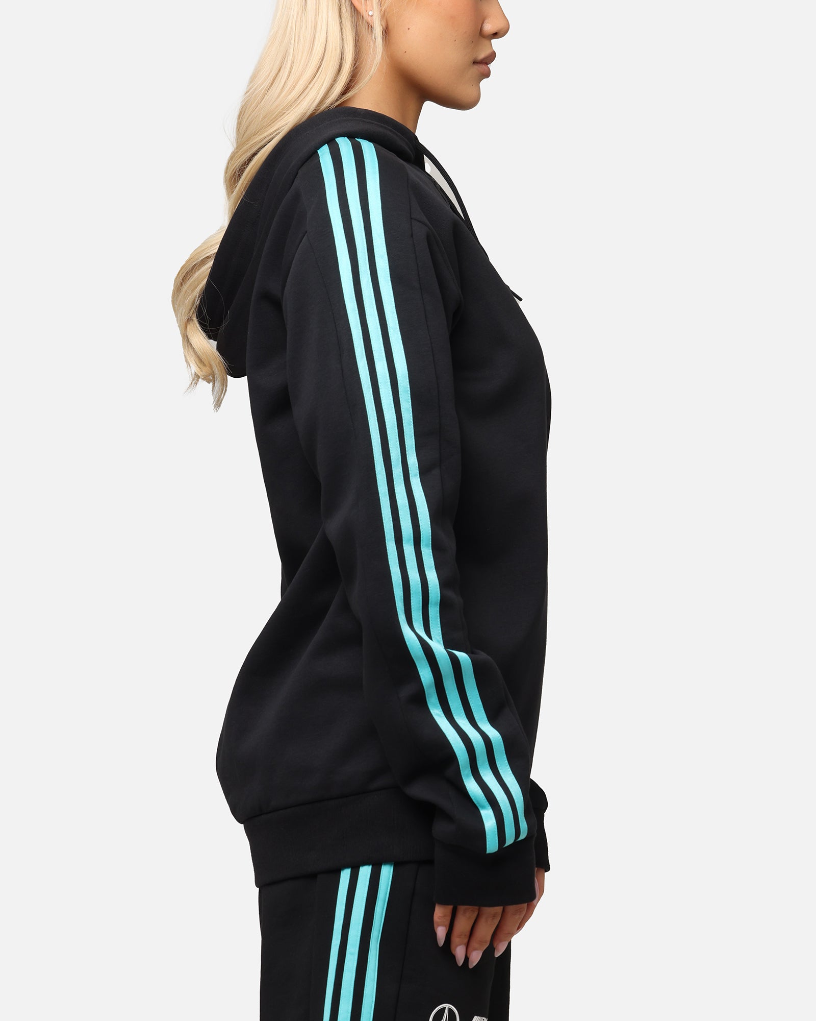 Adidas x Mercedes AMG Petronas Formula One F1 DNA Full Zip Hoodie Black/White - Stylish Racing-Inspired Jacket for Motorsport Fans & Casual Wear