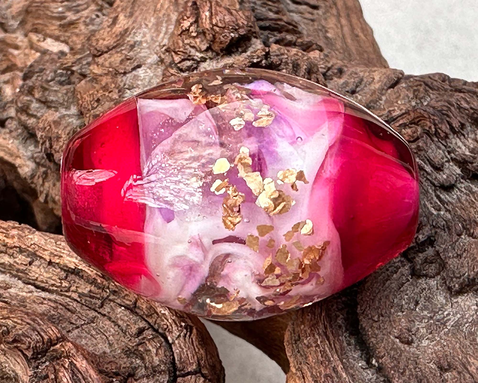 Fuchsia Elegance Lampwork Focal Bead SRA - Handmade Glass Bead for Jewelry Making, DIY Crafts & Beading Projects - Perfect for Necklaces, Bracelets & Earrings