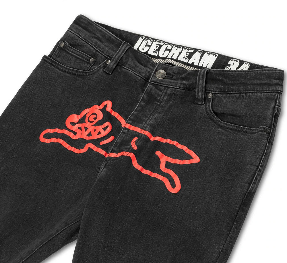 Black Running Dog Jeans - High-Quality Stretch Denim Pants for Men & Women - Perfect for Jogging, Workouts & Casual Wear