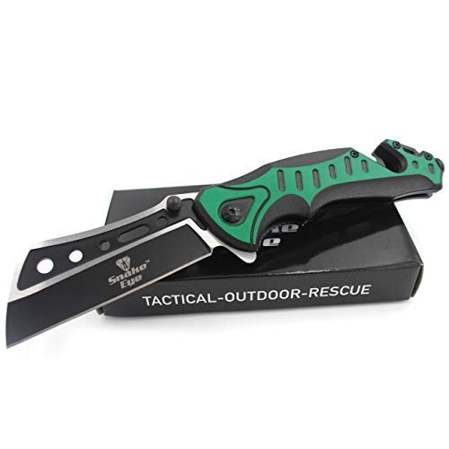 Tactical Folding Knife - Snake Eye EDC Two Tone Razor Blade | Stainless Steel Pocket Knife for Outdoor Survival & Everyday Carry | Compact One-Hand Operation | Perfect for Camping, Hiking & Emergency Use (Green)