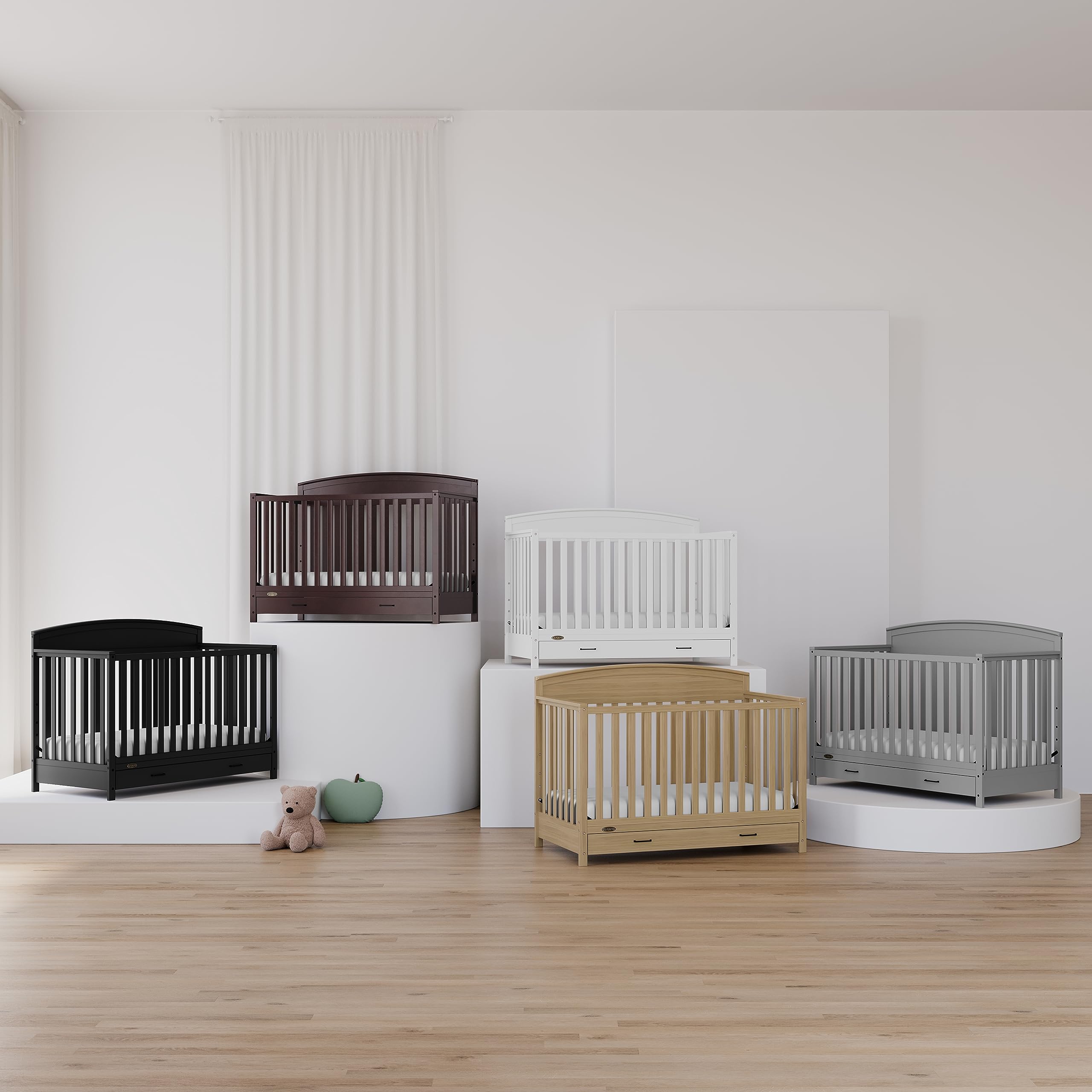 Graco Benton 5-in-1 Convertible Baby Crib with Storage Drawer (Black) - Converts to Toddler Bed, Daybed & Full Size Bed | Adjustable Mattress Base | Fits Standard Full Crib Mattress | Perfect for Nursery, Kids Room & Guest Bedroom