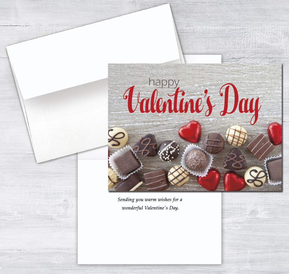 25 Valentine's Day Greeting Cards with Chocolate Treats Design - Includes 26 White Envelopes - FSC Certified - Perfect for Romantic Gifts, Anniversaries & Love Notes
