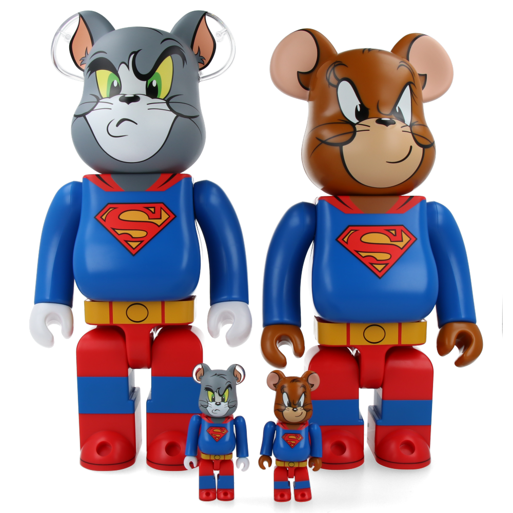 400% + 100% Bearbrick Tom and Jerry as Superman Collectible Figure - Limited Edition Vinyl Art Toy for Display, Gift & Home Decor