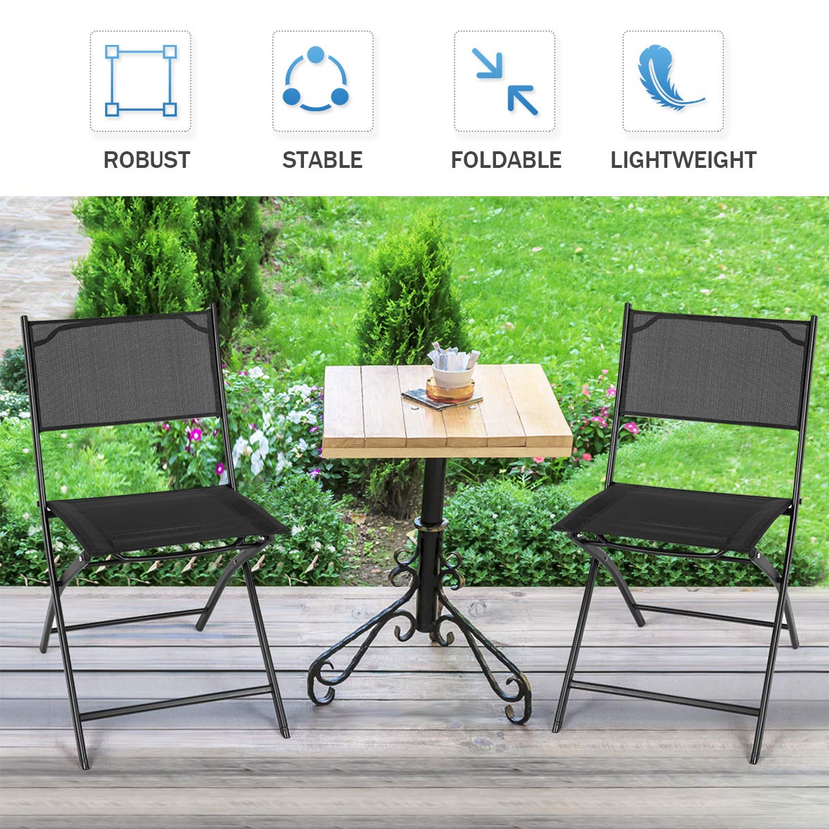 HAPPYGRILL 4-Pack Portable Folding Chairs for Indoor & Outdoor Use - Lightweight Foldable Chairs for Meetings, Patio Parties, Picnics, Dining, and Camping | Perfect for Backyard BBQs, Beach Trips, and Tailgating
