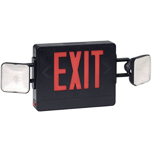 2 Pack Red Exit Sign with Emergency Lighting - Black Combination Unit for Safety & Compliance - Ideal for Offices, Warehouses, and Public Buildings
