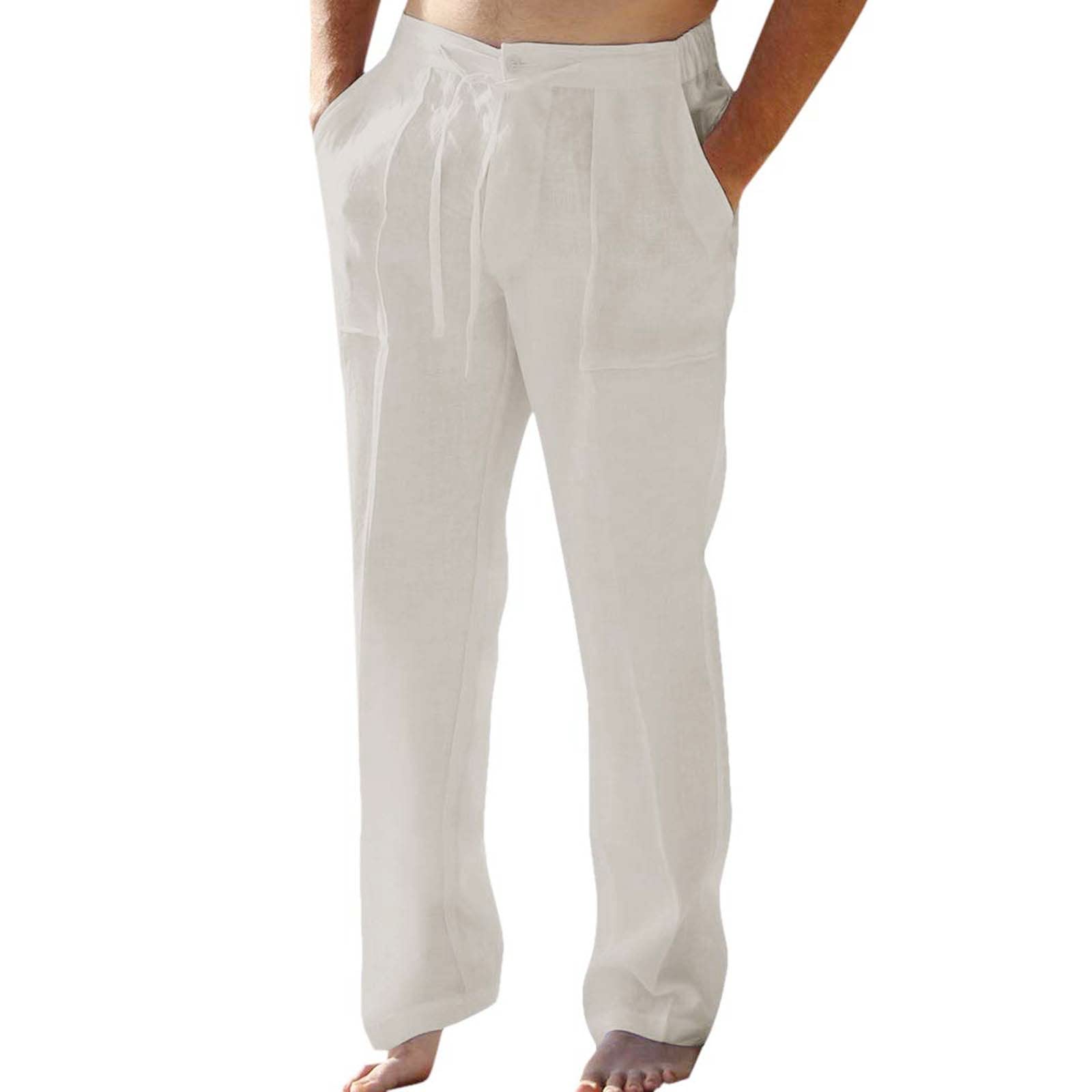 Gillberry Men's Cotton Casual Pants - Lightweight Comfortable Hiking Joggers with Elastic Waist & Drawstring - Perfect for Outdoor Adventures, Travel & Everyday Wear