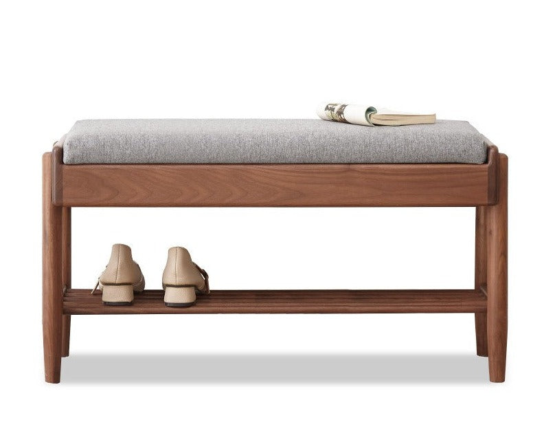 Solid Black Walnut Shoe Storage Bench with Flip Top - Multi-Functional Entryway Organizer for Shoes, Hats & Bags - Perfect for Hallway, Bedroom or Closet Organization