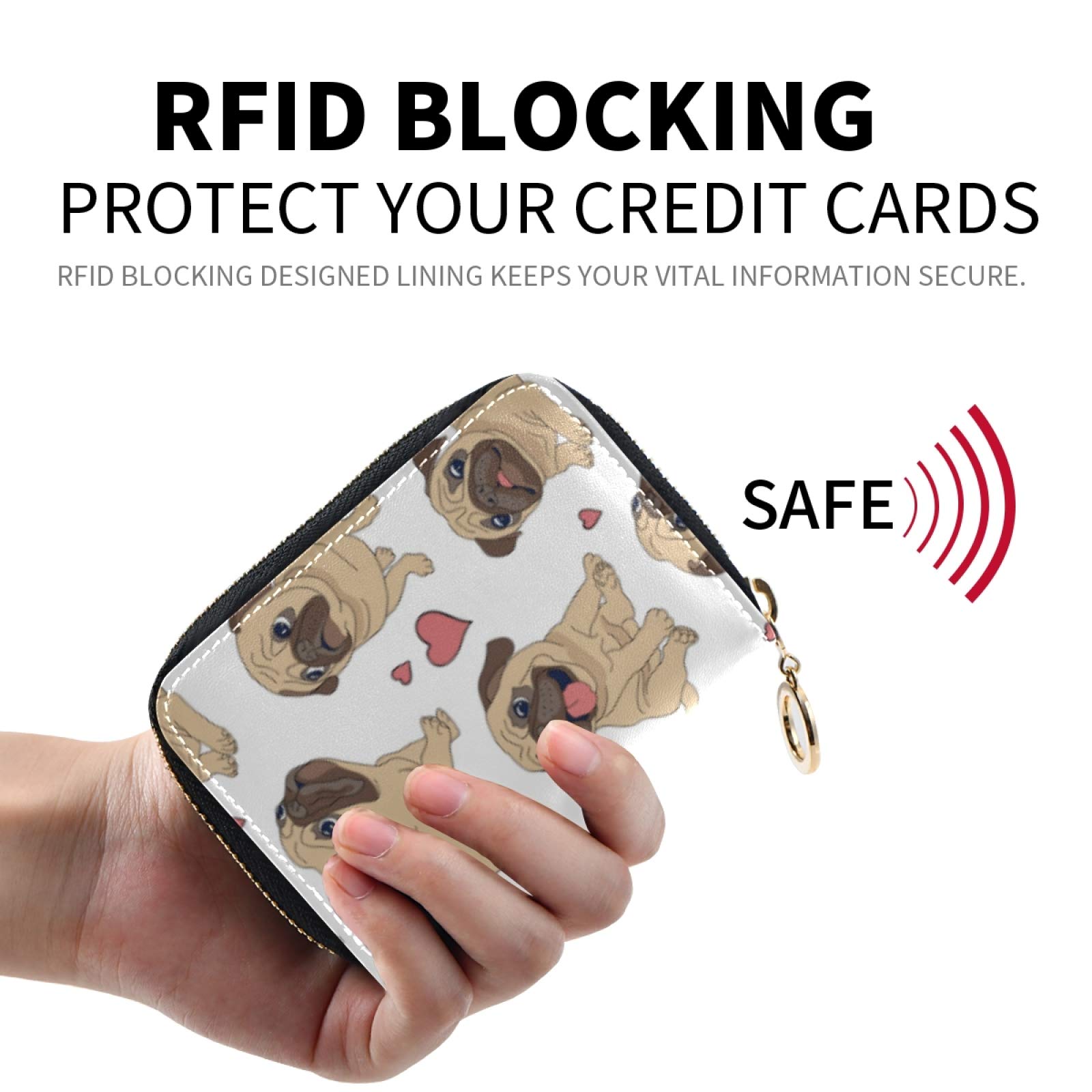 MOYYO RFID Blocking Leather Zipper Wallet for Women - Stylish Printed Credit Card Holder with Multiple Slots | Perfect for Travel, Shopping & Everyday Use