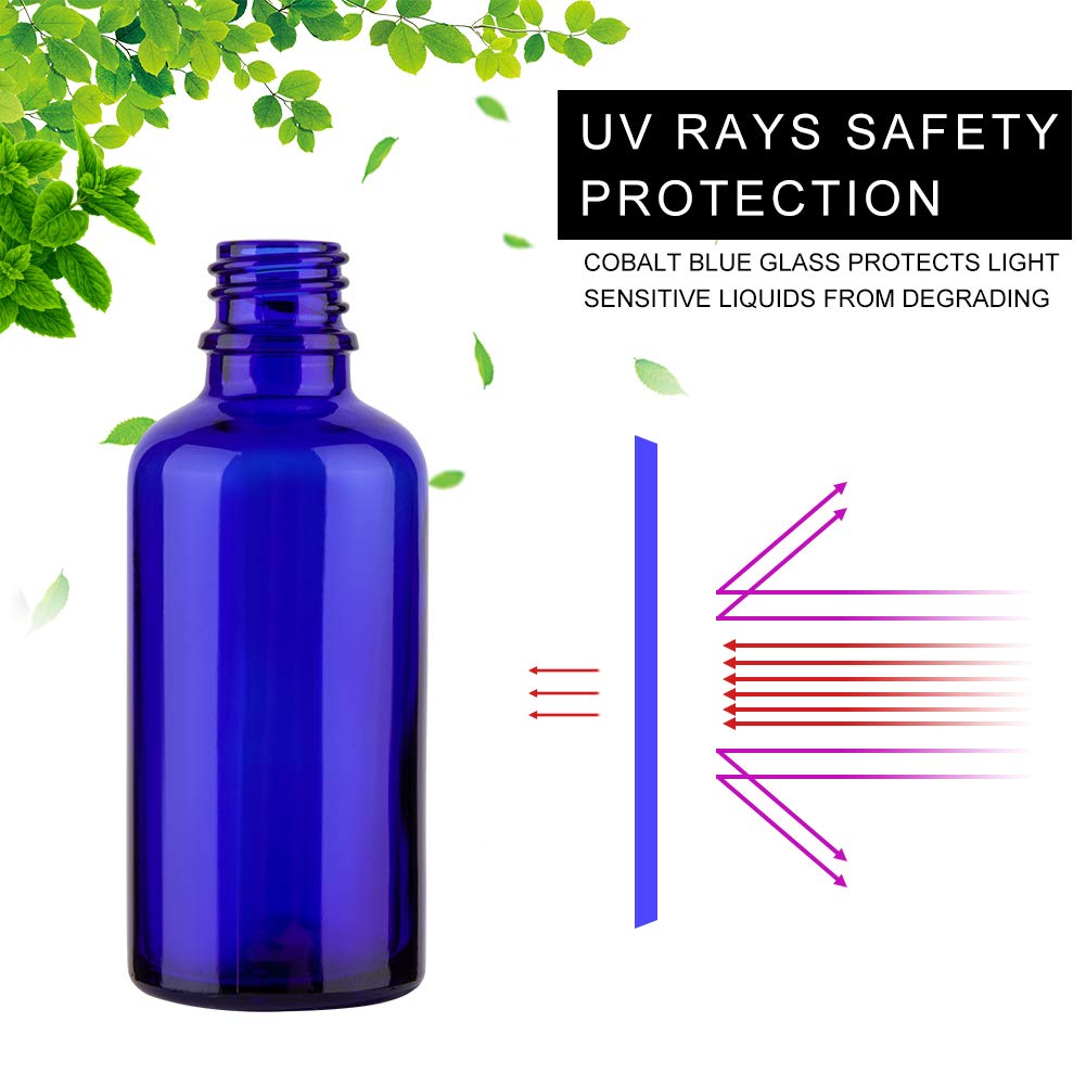 2oz Small Fine Mist Spray Bottles for Essential Oils - 3 Pack Blue Glass Bottles with Adjustable Nozzle | Perfect for Aromatherapy, Hair Care & DIY Beauty Products