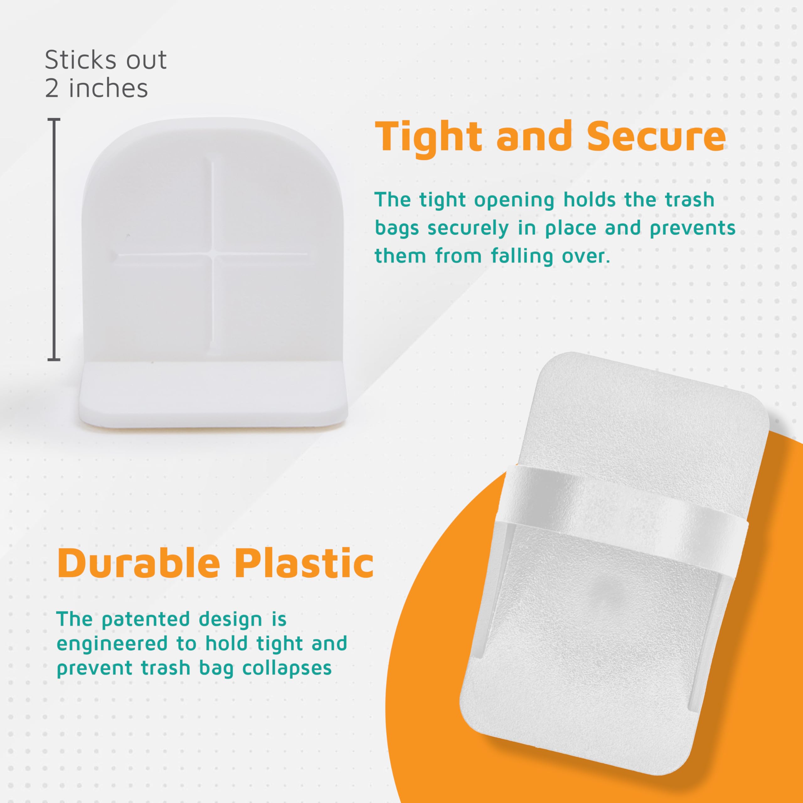 PlasticMill Trash Bags Cinch - White 6 Pack | Secure Garbage Bags in Place | Compatible with Most Trash Cans (Not for Some Drawer/Compactor Models) | Ideal for Kitchen, Bathroom & Office Waste Disposal