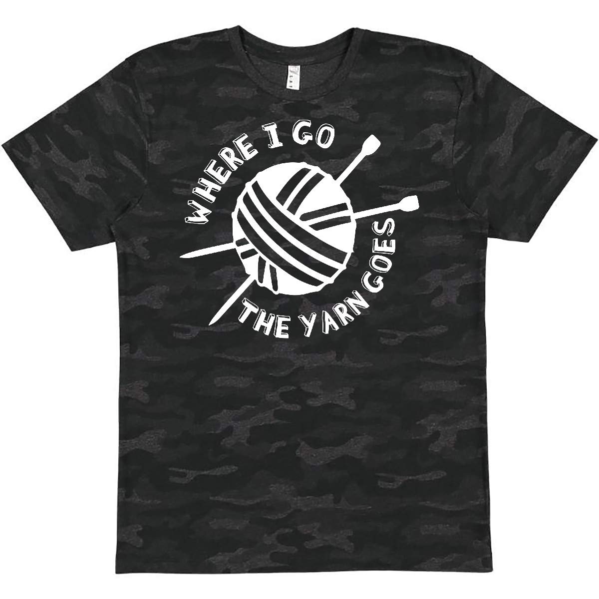 Inktastic Knitting Where I Go The Yarn Goes T-Shirt | Funny Knitting Lover Graphic Tee | Perfect Gift for Yarn Enthusiasts & Crafters | Great for Knitting Classes, Yarn Shops & Casual Wear