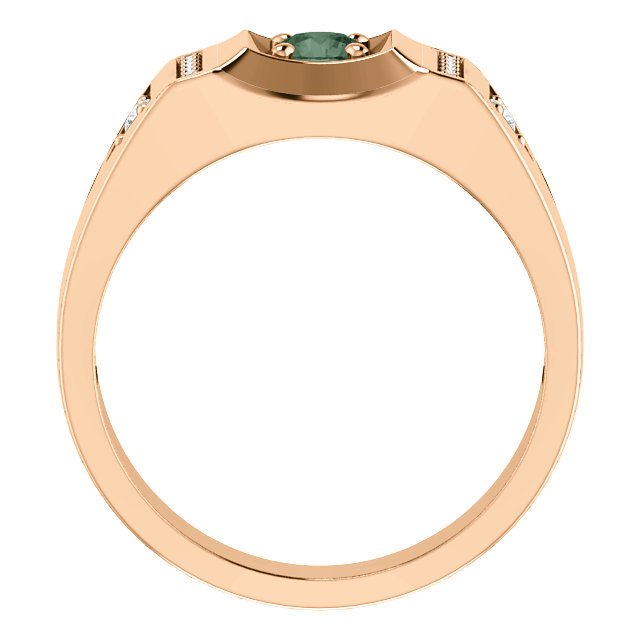 14K Gold 0.45 CT Lab-Grown Alexandrite & 0.11 CTW Diamond Accent Men's Ring - Elegant Wedding Band, Anniversary Gift for Him, Valentine's Day Jewelry