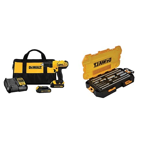 DEWALT 20V MAX Cordless Drill/Driver Kit with 15-Piece Accessories (DCD771C2 & DWMT73807) - Perfect for DIY Projects, Home Repairs, and Professional Construction Work