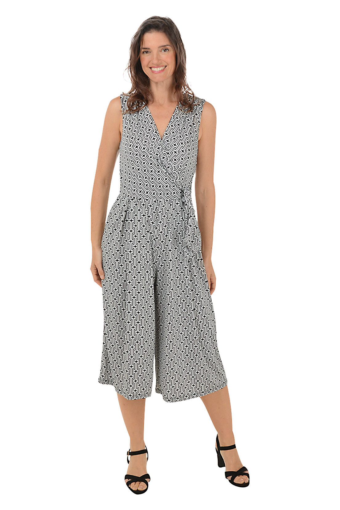 Chainlink Side Tie Surplice Sleeveless Jumpsuit for Women - Elegant Summer Romper for Beach, Party & Date Night Outfits