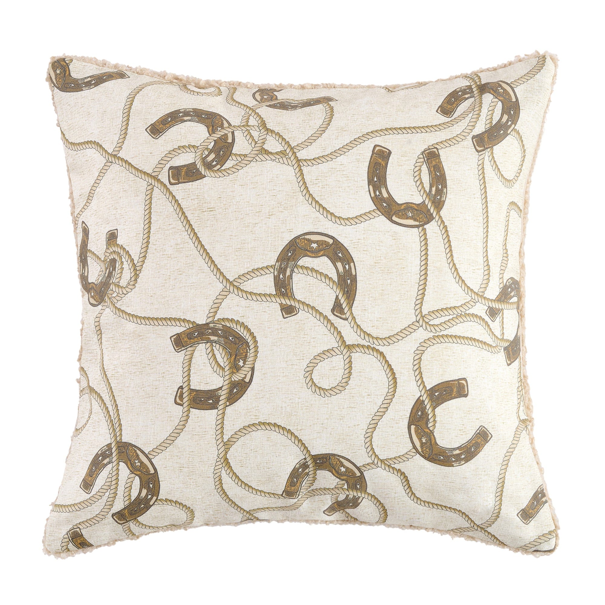Pierre Equestrian Cotton Sateen Teddy Backed Pillow - Luxury Horse Riding Home Decor for Living Room, Bedroom & Nursery - Soft & Comfortable Throw Pillow for Sofa, Chair & Couch