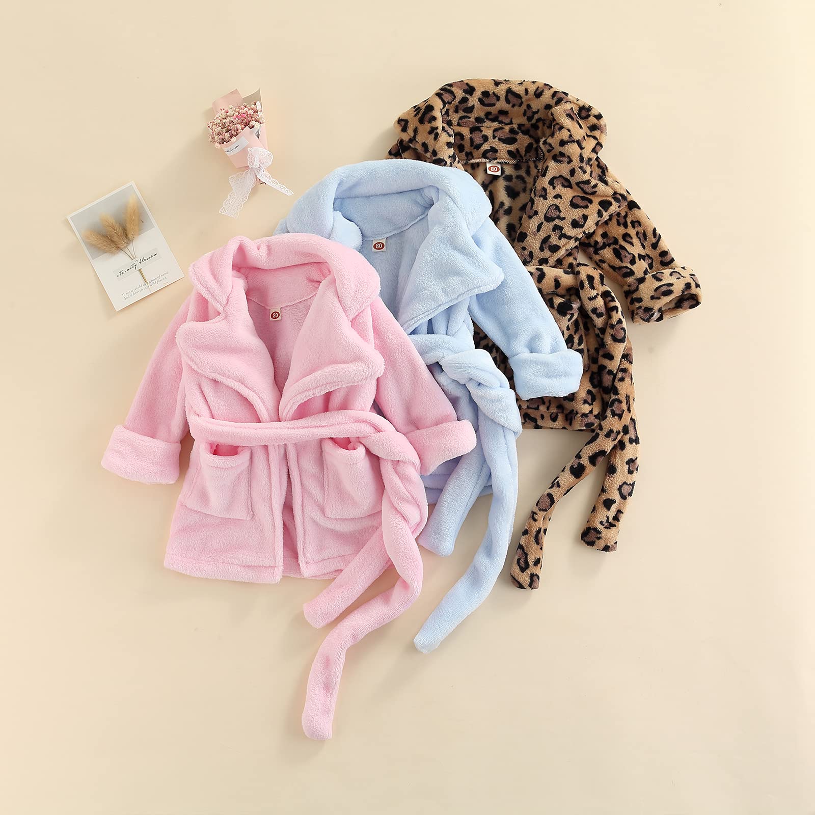 Soft Plush Unisex Toddler Bathrobe for Baby Boys & Girls - Thick & Comfy Solid Color Robe - Perfect for Bath Time, Lounging & Playtime