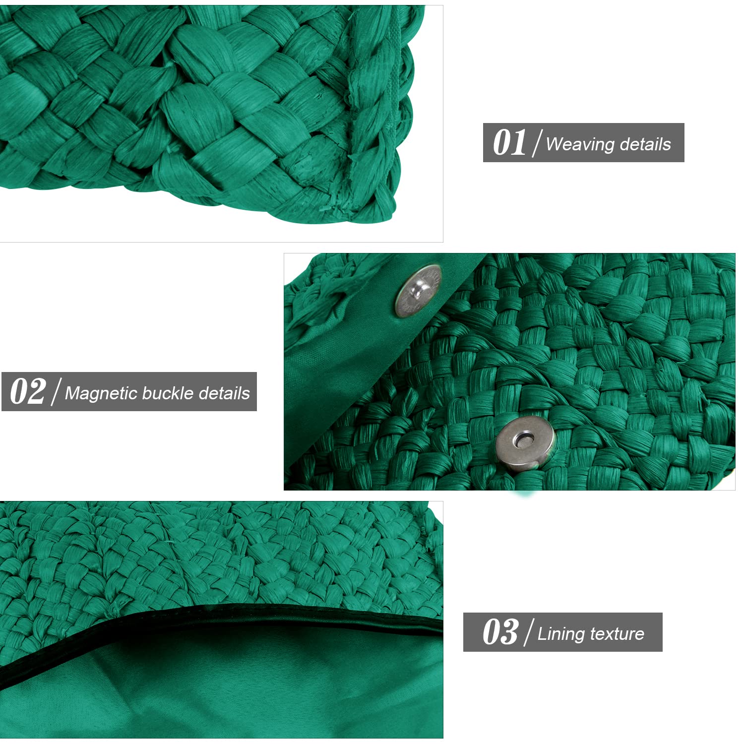 Women's Straw Clutch Purse - Woven Shoulder Bag for Summer Beach, Travel & Party | Eco-Friendly Handmade Envelope Wallet for Women | Perfect for Vacation, Wedding & Outdoor Events