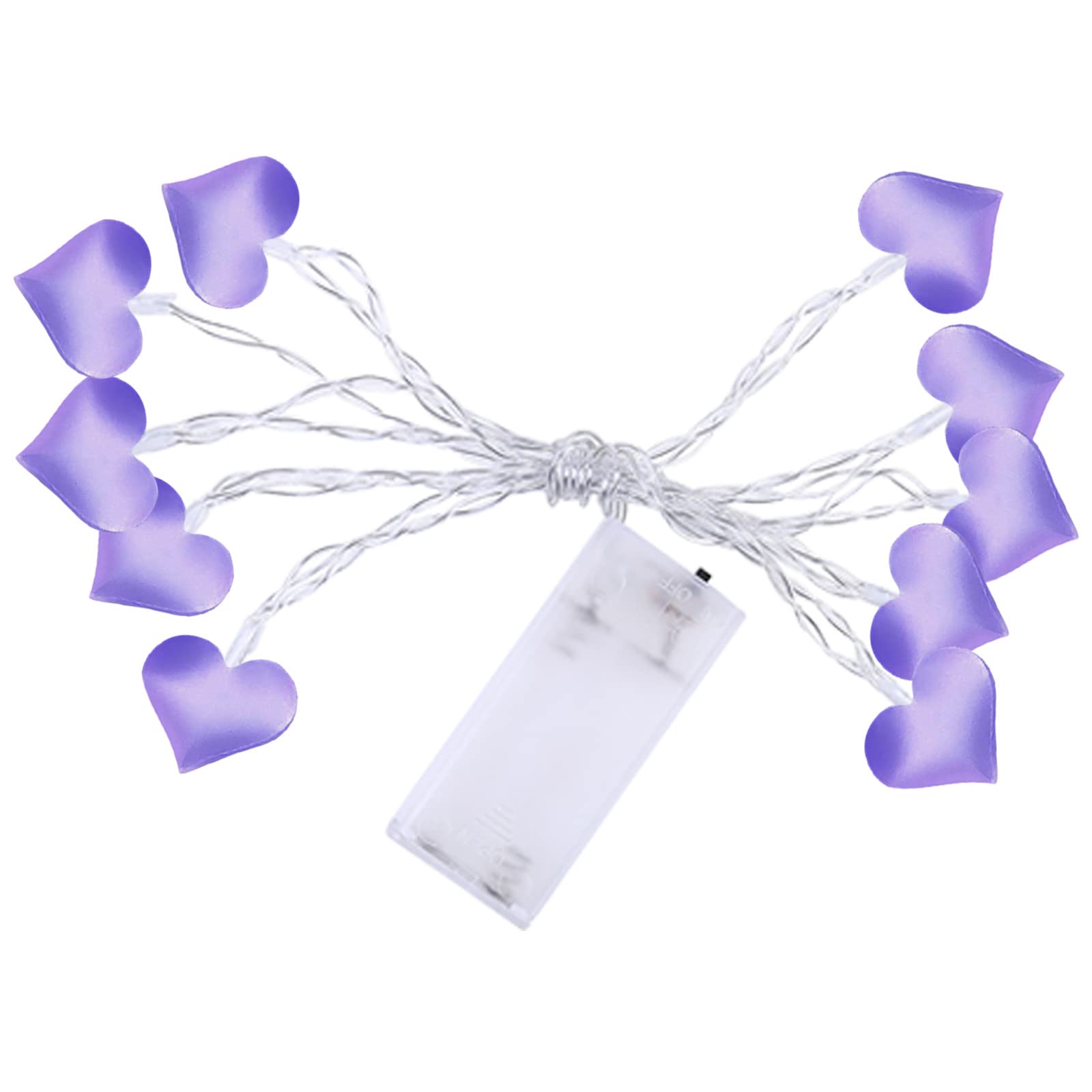 1.5m Heart String Lights - 10 LED Romantic Fabric Love Lights for Bedroom Decor, Wedding, Party & Home Decoration (Purple) - Perfect for Valentine's Day, Anniversary & Romantic Proposals