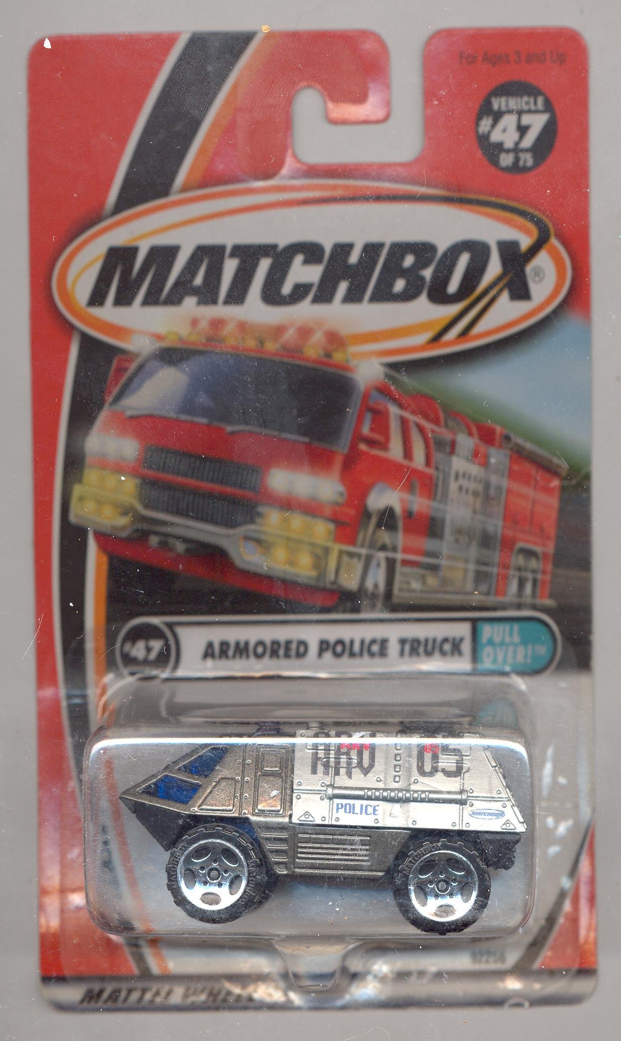 Matchbox 1999-47/75 Pull Over Gray Armored Police Truck 1:64 Scale Diecast Model Car - Perfect for Collectors, Kids Play, and Police Toy Scenes
