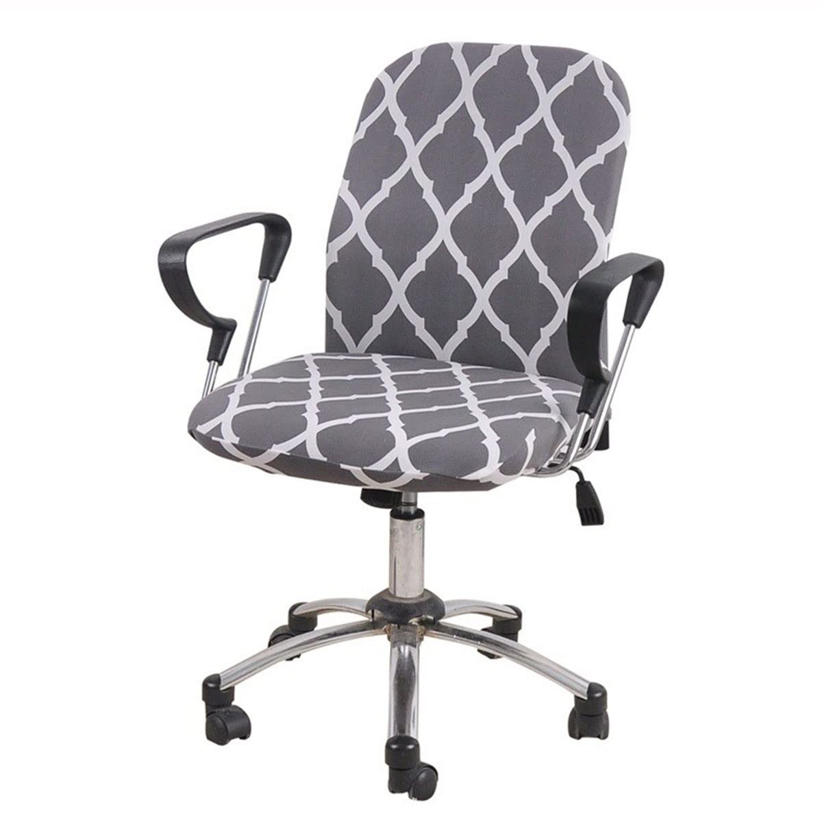 Stretchable Spandex Office Chair Cover - Removable Slipcover for Computer, Dining & Study Room Chairs - Protects & Refreshes Home & Office Seating (Grey) - Perfect for Workspaces, Gaming & Home Decor