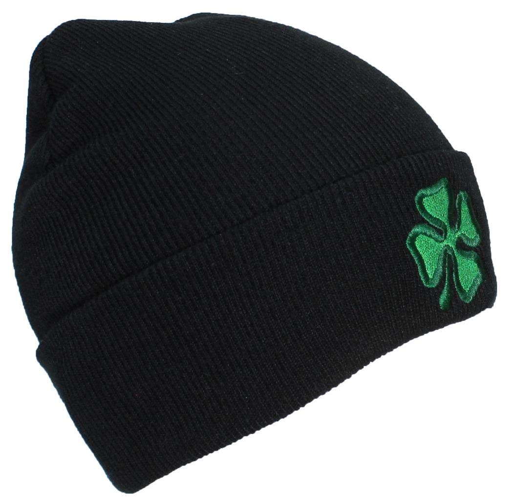 Stylish Adult Embroidered Shamrock 4-Leaf Clover Beanie Hat - Perfect for St. Patrick's Day, Irish Festivals & Winter Fashion